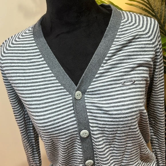 Oakley Striped Silk/Cashmere Blend Cardigan Unisex Small - Picture 3 of 9